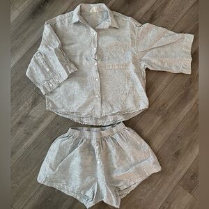 Striped 100% linen Deiji Studio Pajamas Set